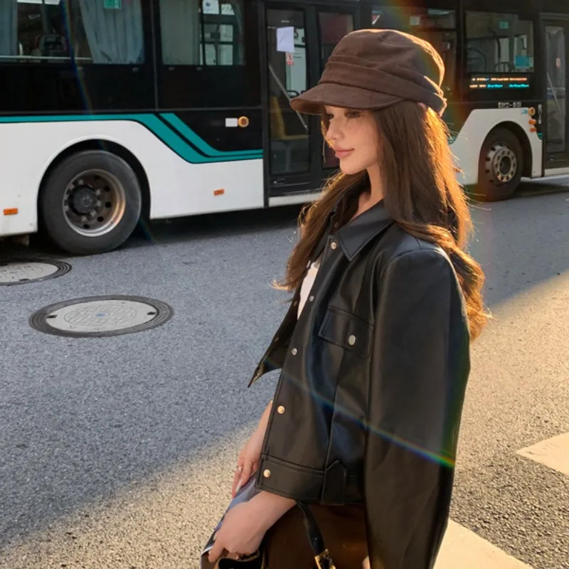 Bla Motorrad Sle ort Leder Jaet Damen-Oberbekleidung 2025, Herbst-Winter, Neuankömmling, vielseitiger Damenmantel