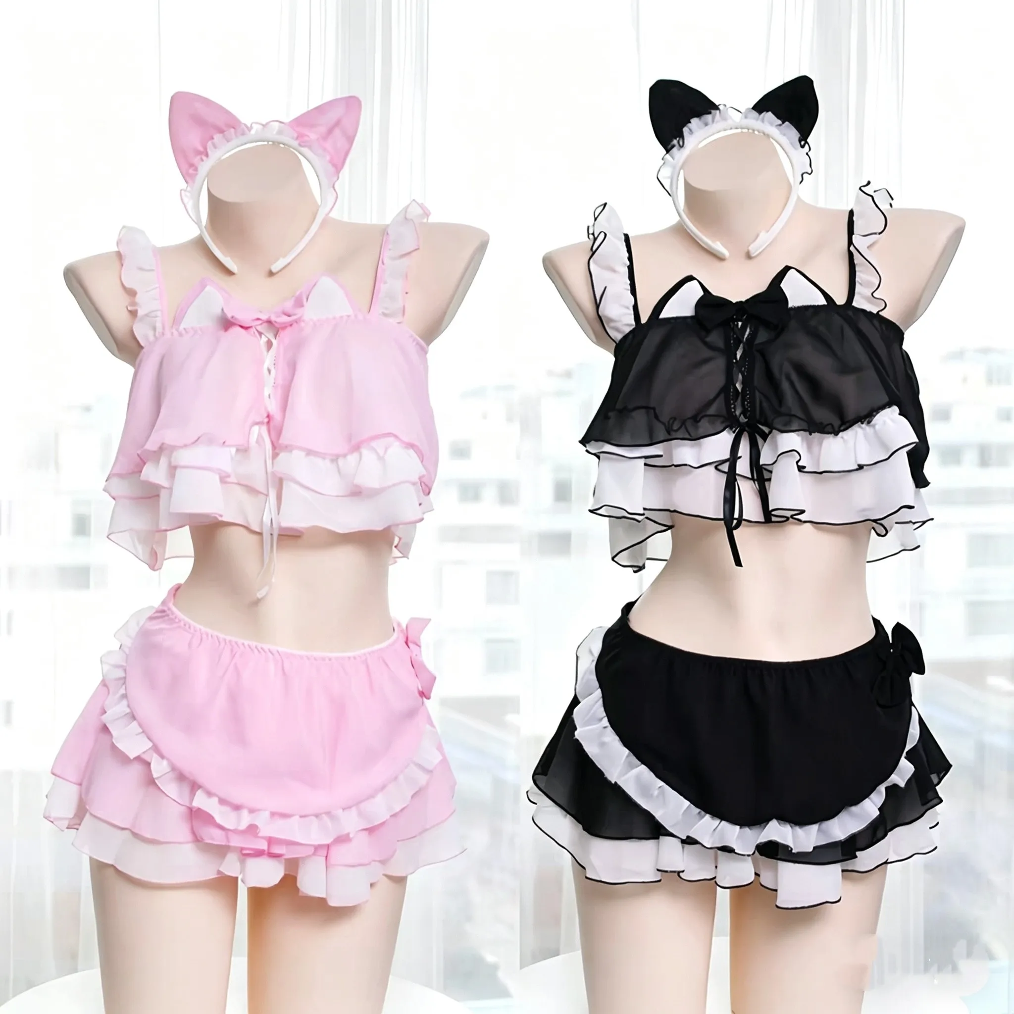 

100cm-160cm Silicone Doll Baby Clothes Two-dimensional Animation Chiffon Girl Suit Sleeping Skirt BJD Doll Maid Outfit