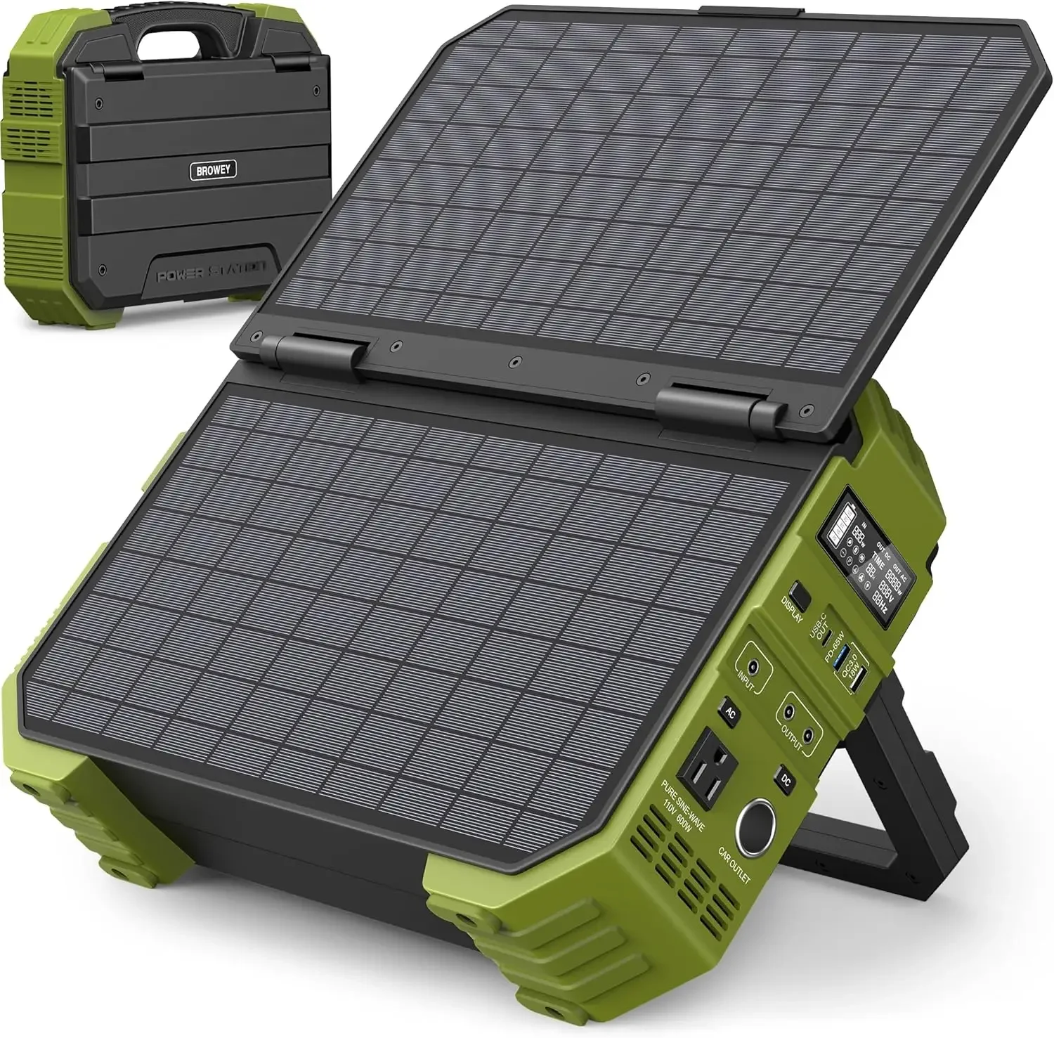 Portable Power Station 1000W Built-in Solar Panel 614WH/192000mAh LiFePO4 Battery Pack Solar Generator with AC/DC/USB/PD Outputs