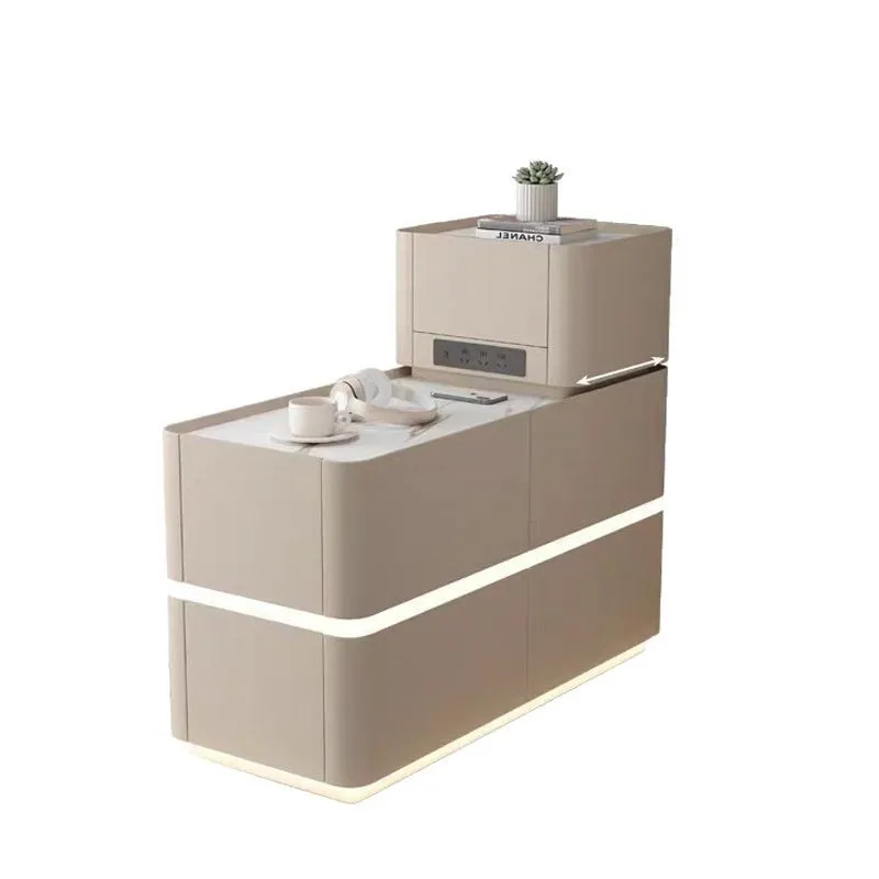 

Sofa side cabinet floor simple solid wood intelligent movable side living room small modern high-end light luxury coffee table