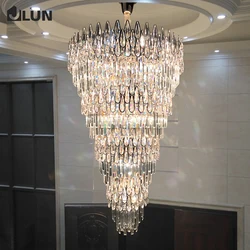 Postmodern Light Luxury Hall Chandelier High-end Luxury Duplex Stair Long Chandelier New Villa Crystal Chandelier
