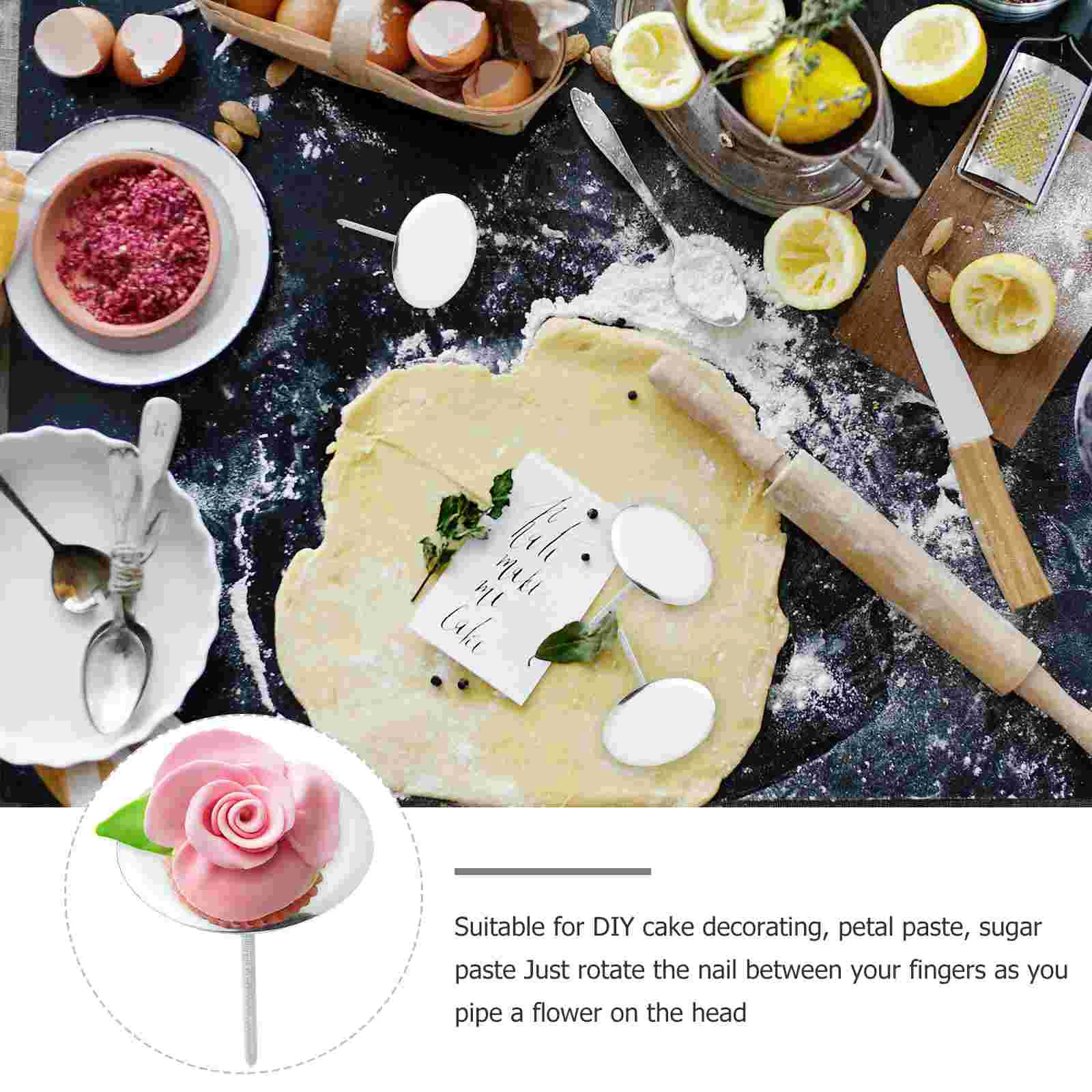 4 Pcs Cake Flower Decorating Nails Baking Heating Core Stainless Steel Cupcake Too Lifter