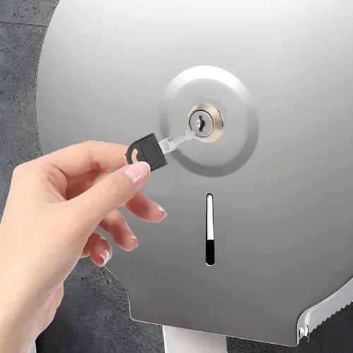 Imagen 1 del producto Dispensador de papel de acero inoxidable, llave con acabado elegante, diseño ergonómico para baño comercial, herramienta de soporte para papel de cocina