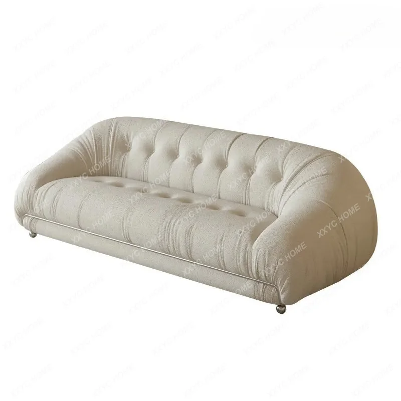 Modern simple sofa living room small apartment designer creative straight row steel teeth three-person antique sofa