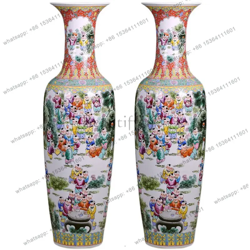 

Jingdezhen ceramic floor-to-ceiling large vase hand-painted ornaments