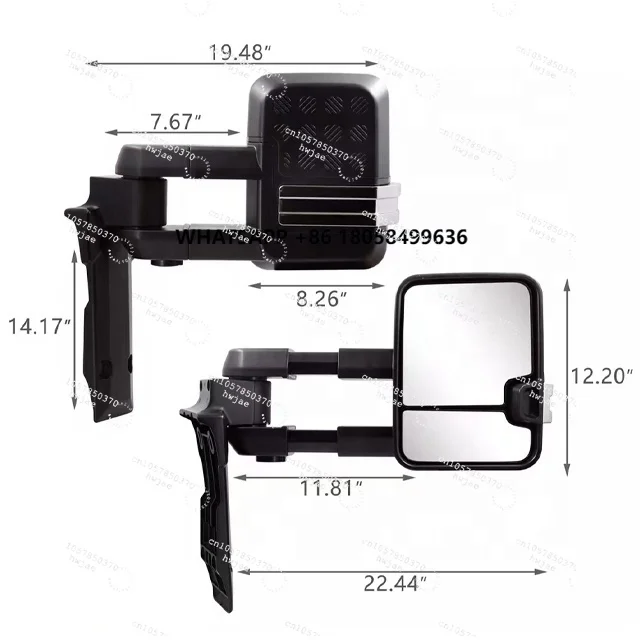 New Style Extendable and Foldable Towing Mirrors for Landcruiser 1984-2019 Rear View ABS Car Side Mirrors