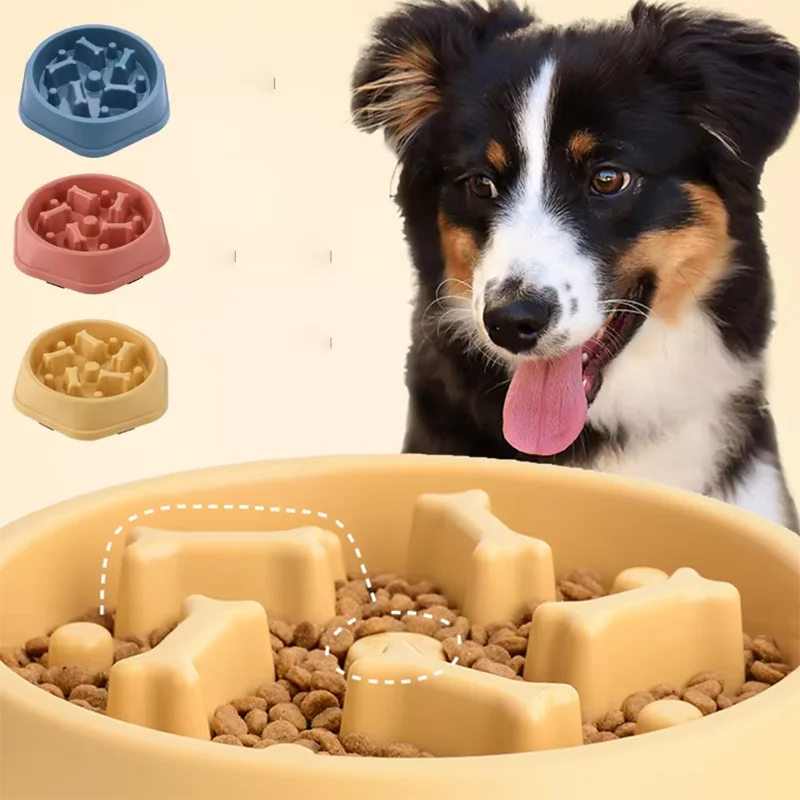 Pet Cat Dog Slow Food Bowl Fat Help Healthy Round Anti-choking Thickened And Non-slip Multiple Colors Shapes For Cats Dogs A2