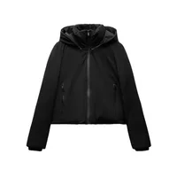 ETJ 2025 Autumn/Winter New women's short imitation wind waterproof hooded thick warm cotton jacket Outdoor coat 4749703 6