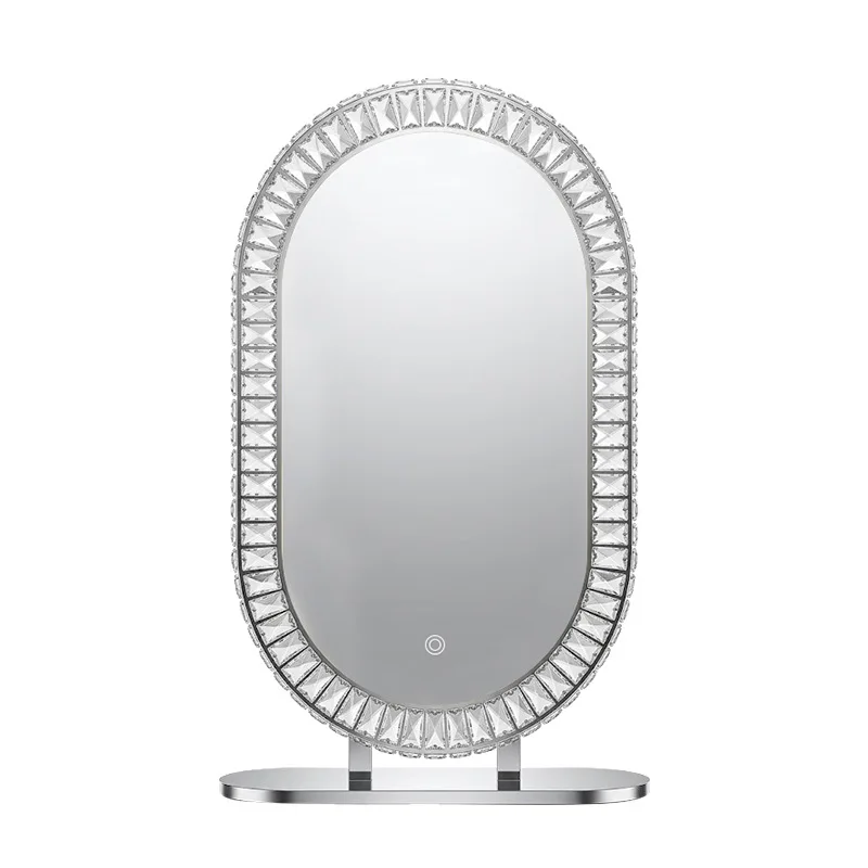 French crystal rimmed mirror makeup mirror desktop vanity mirror with lamp makeup  cross-border special supply