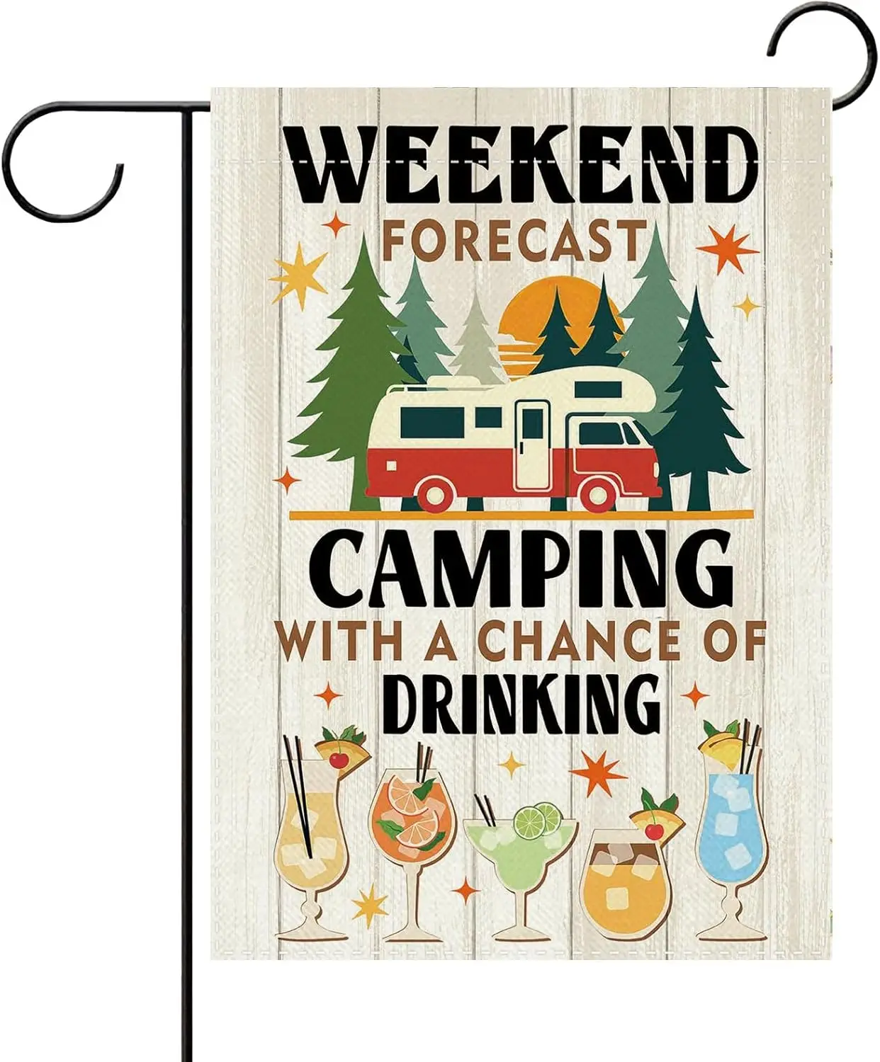 Weekend Forecast Camping with a Chance of Drinking Decorative Garden Flag, Funny Camper RV Campsite Small Yard Outside Decor IIC