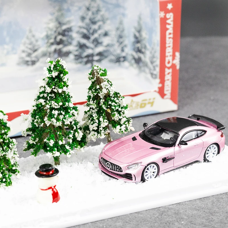 Fine works 1/64 Mercedes-Benz AMG GTR Metal powder alloy model, children's collection toys, for children's holiday gifts.