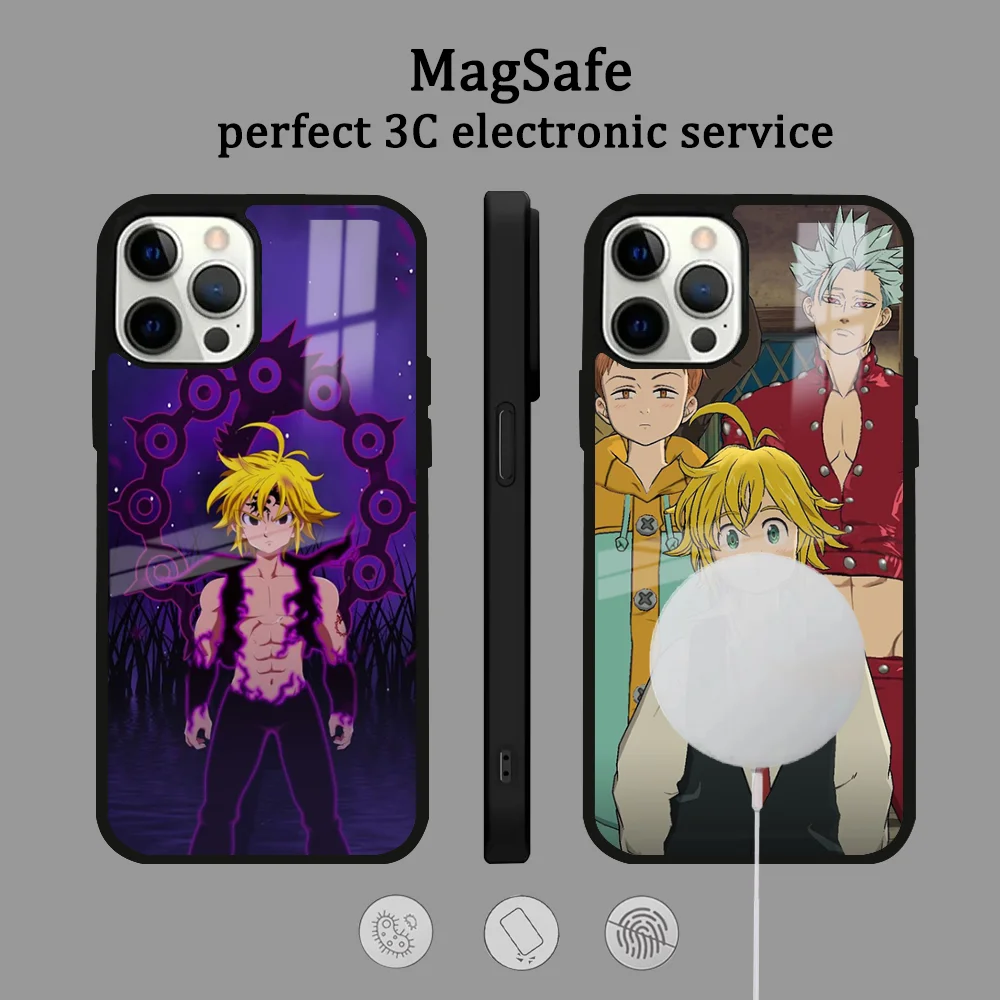 M-Meliodas-aS Seven D-Deadly Sins Anime Phone Case For iPhone 16 15 14 13 12 11 Pro Max Plus Mini Magsafe Mirror Wireless Magnet