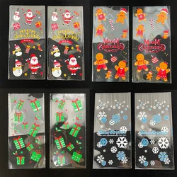 50Pcs Christmas Gift Bags Christmas Candy Cookie Bags Santa Claus Christmas Packaging Plastic Pouch Christmas Party Decorations