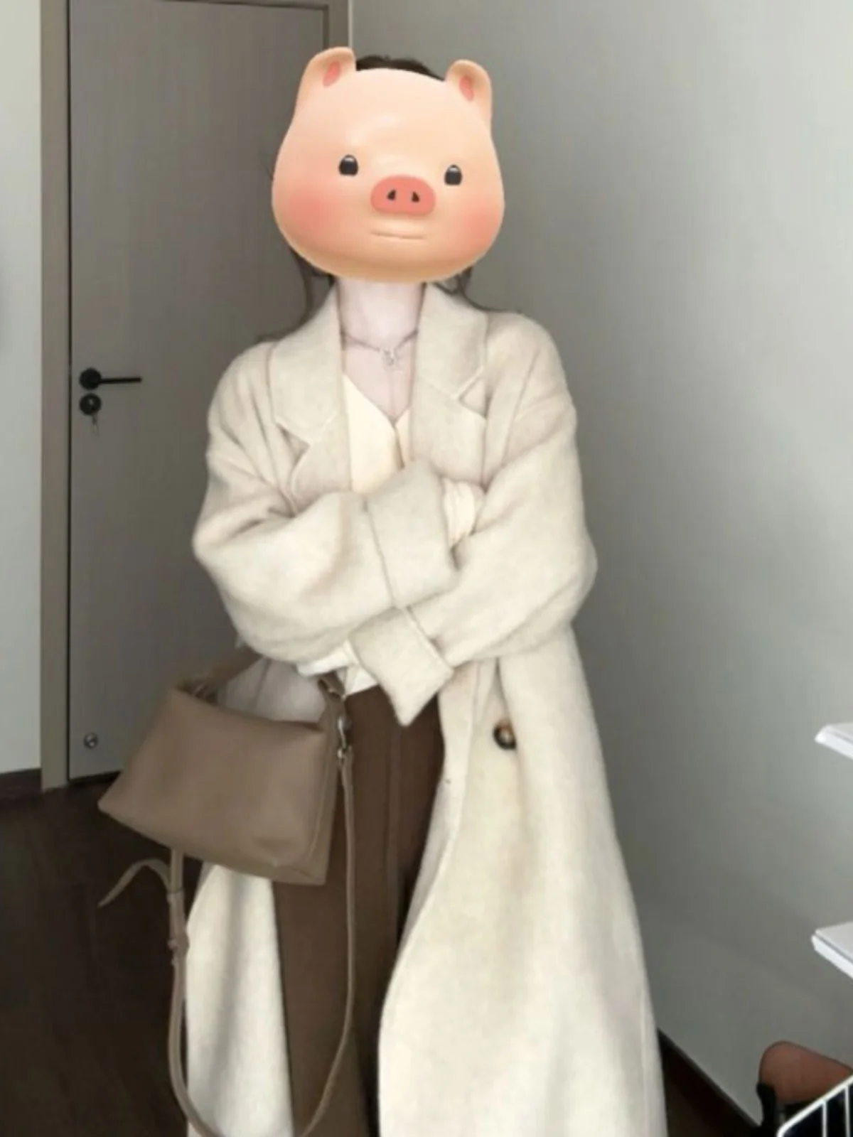 

Элегантное шерстяное пальто в корейском стиле с длинными рукавами, удобное, антибактериальное, повседневное, модное, женская верхняя одежда, весна 2024