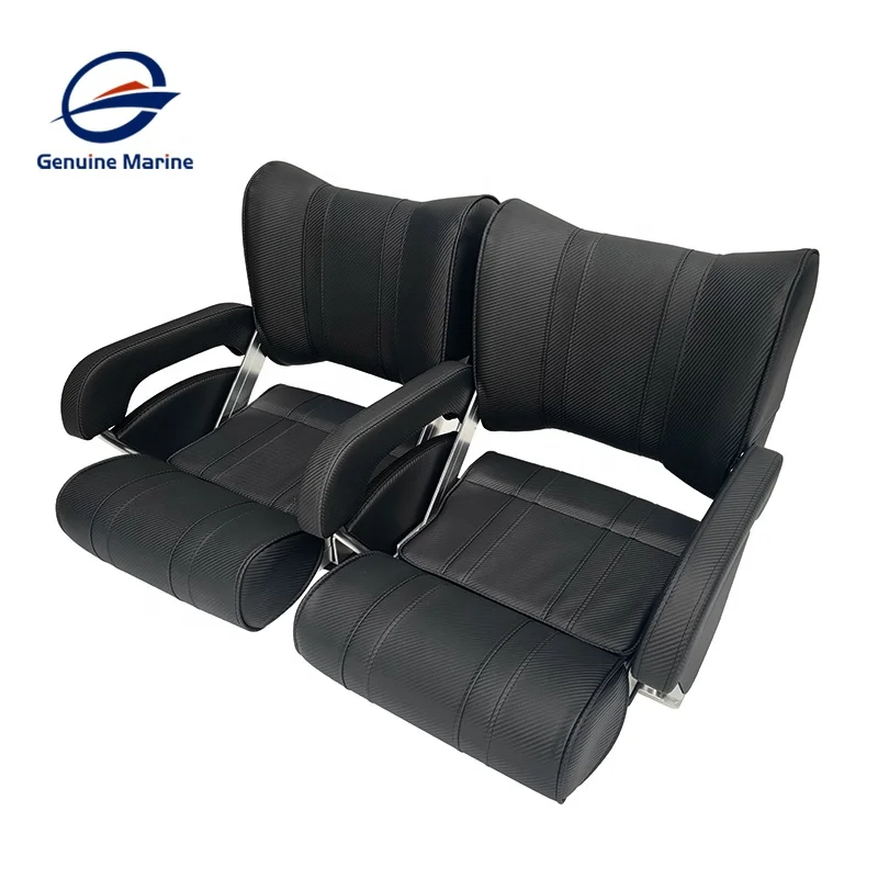 Genuine Marine Swivel Folding Comfortable Marine Seats Pontoon Boat Captain Flip up Ferry Double Seat for Boats