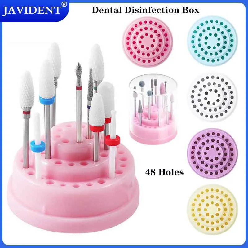 

48 Holes Dental Disinfection Box Dentist Tools Drill Case Bur Drill Diamond Placement Box Dentistry Lab Instruments