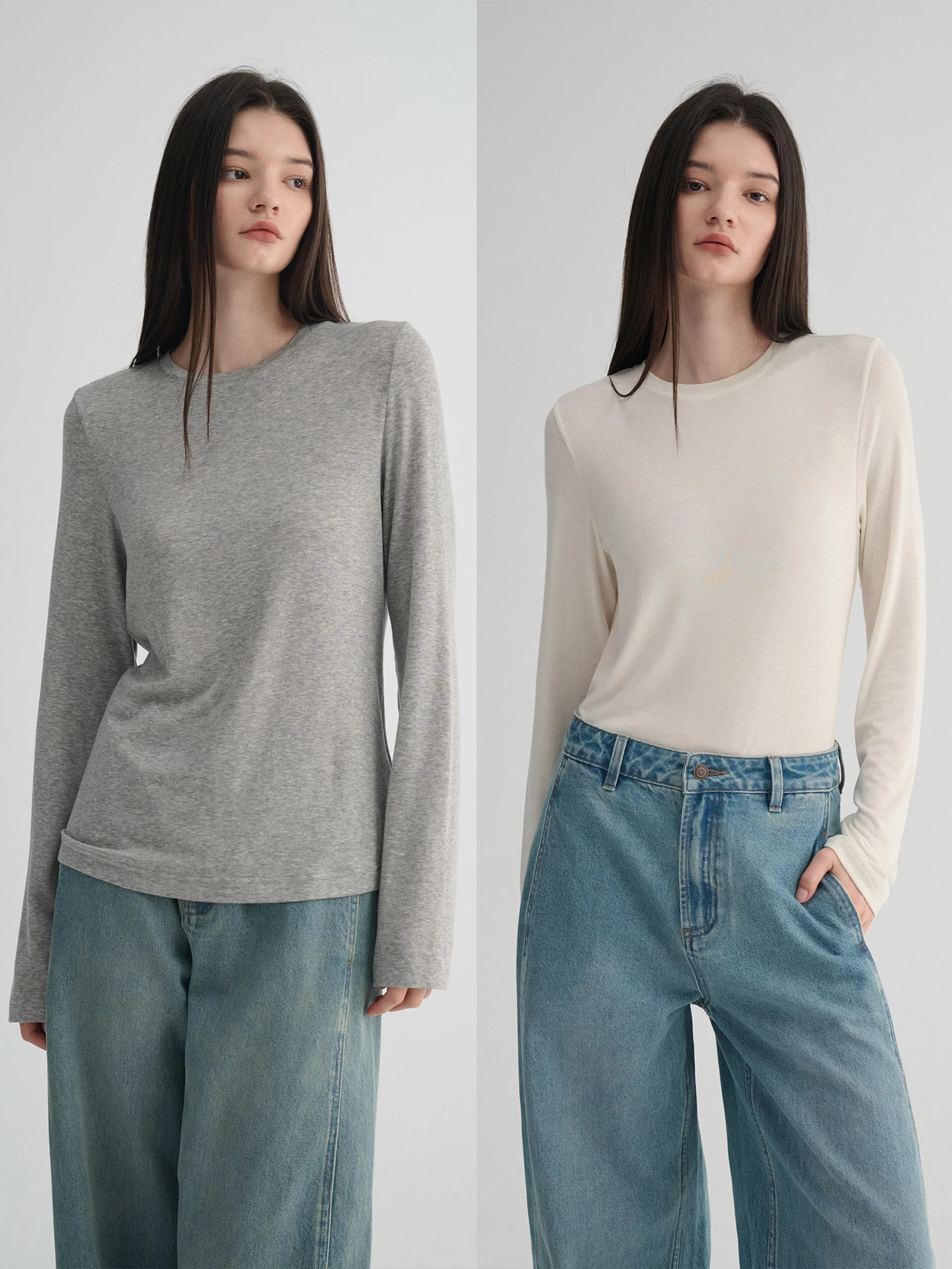 

Футболка Maison Cecile из шелковой шерсти с длинным рукавом, мягкая и тонкая, с круглым вырезом, женская повседневная свободная футболка