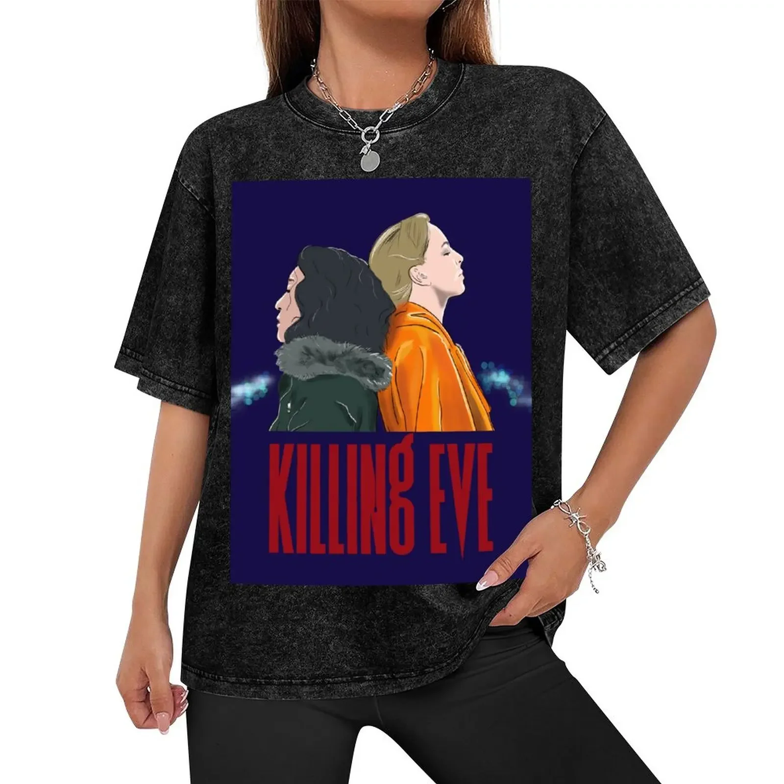 Villanelle Eve Villaneve 3 finale bridge scene T-Shirt shirts graphic tees Aesthetic clothing mens shirts graphic tee