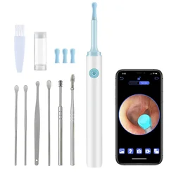 Rechargeable Ear Cleaner High Precision Ear Wax Removal Tool with Camera 6pcs LED Light Wireless Otoscope Smart Ear Cleaning Kit