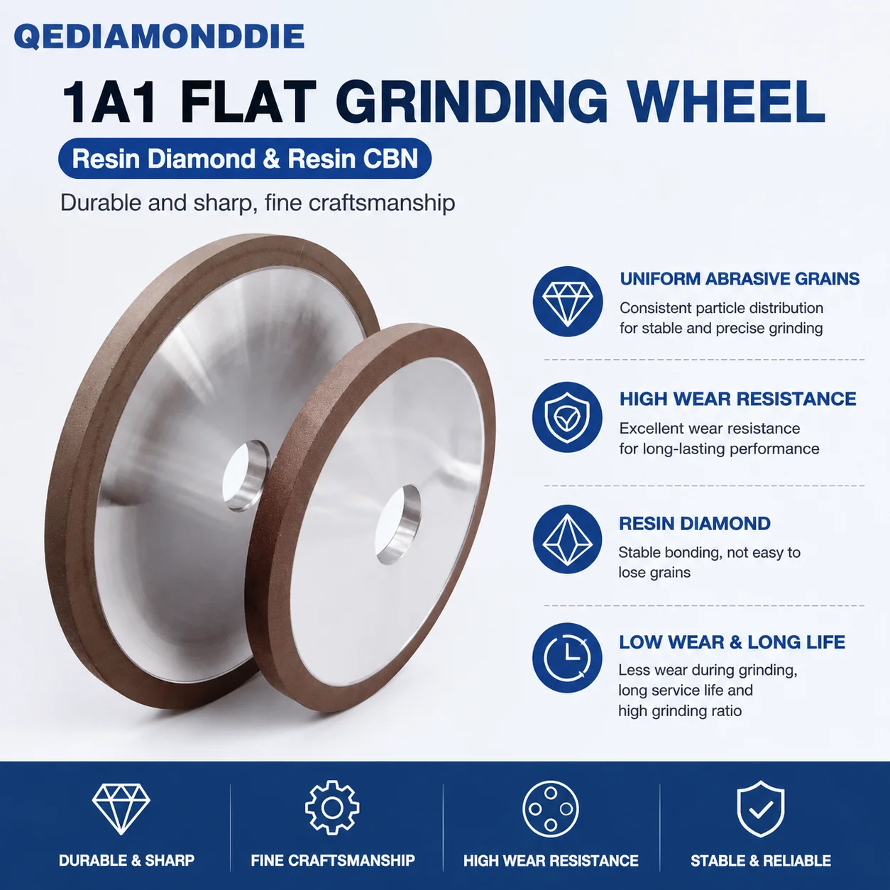 1A1 Flat Resin Diamond Grinding Wheel Flat Resin Diamond Cbn Grinding Wheel For Grinding Tungsten Carbide High Speed Steel
