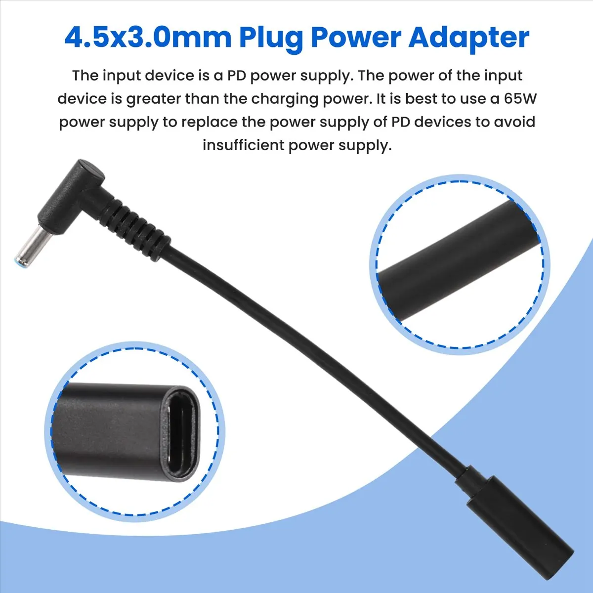 High-quality PC accessories in Stock USB Type C Female to HP4506 Male 90° Adapter Cable 4.5X3.0mm Plug