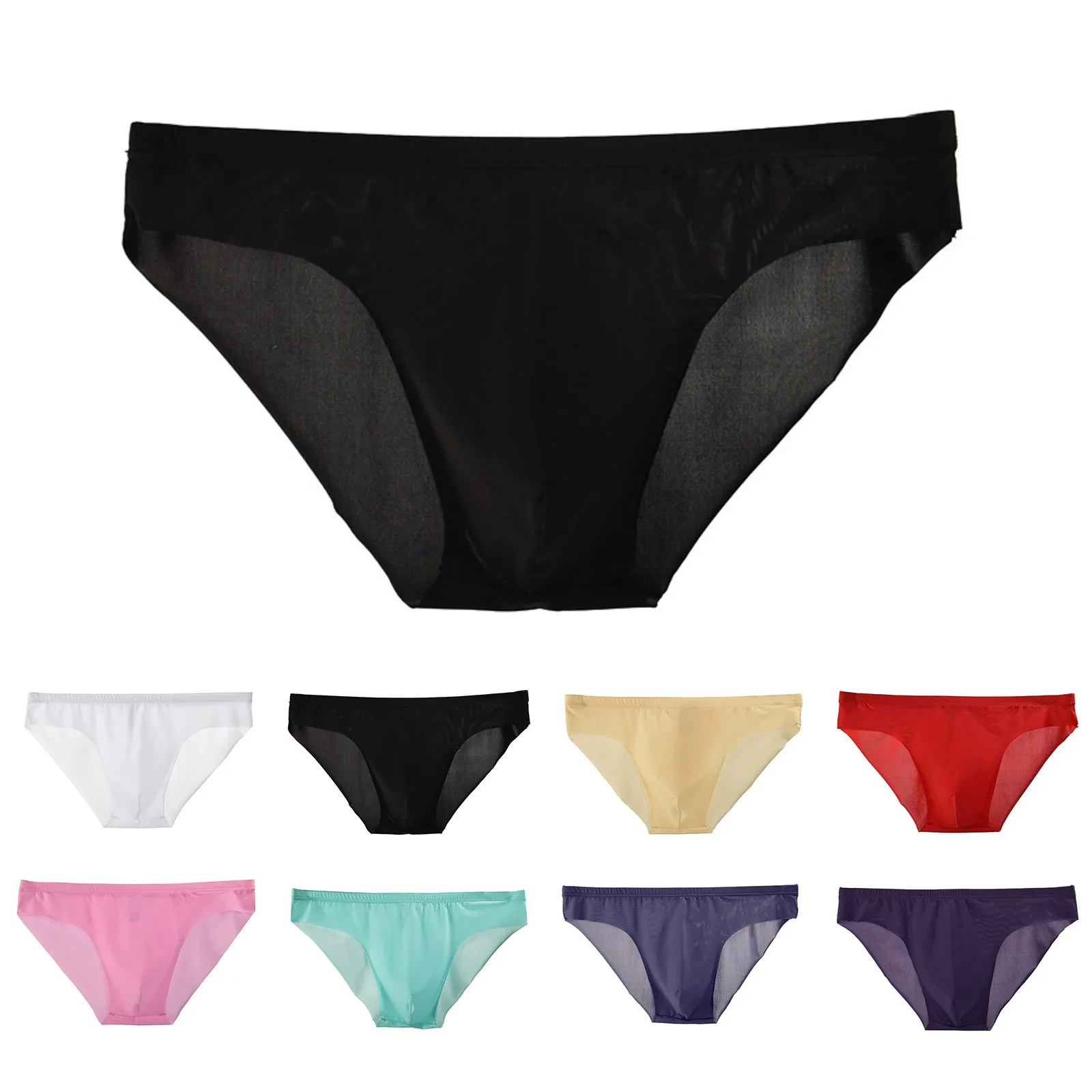 

Кружевные мужские прозрачные треугольные брюки из ледяного шелка, тонкая сетка с низкой талией, летнее сексуальное дышащее нижнее белье, модные брюки, основная идея