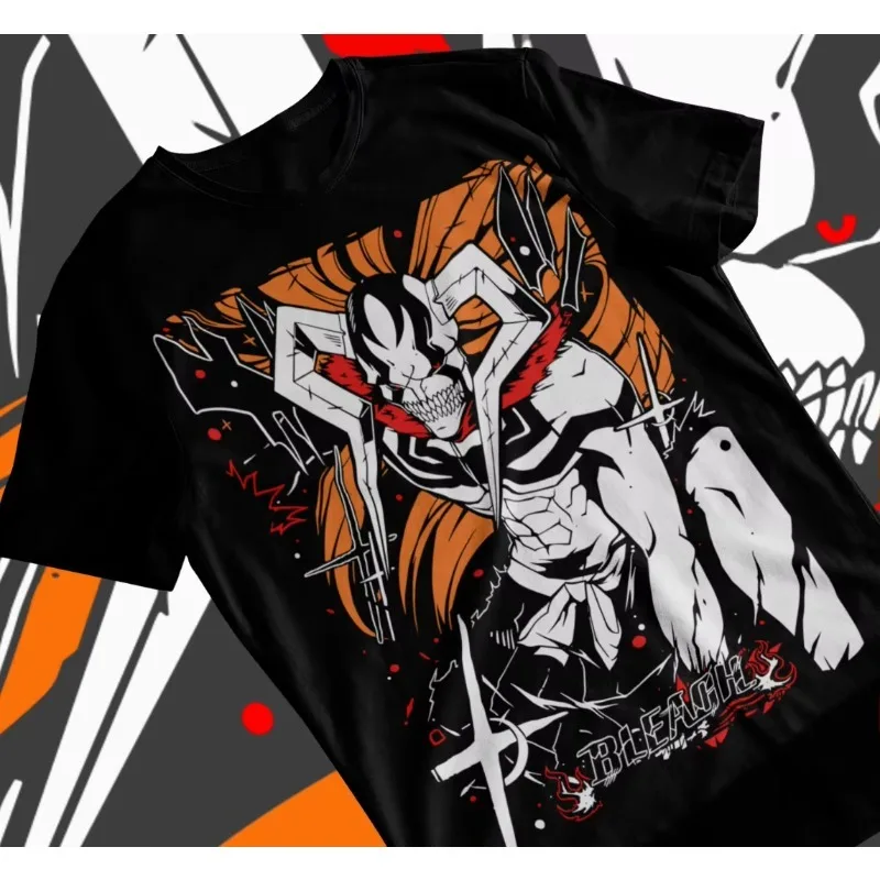Trend Summer 2025 Cosplay Unisex Bleach Ichigo Kurosaki Manga Strip Anime Unisex Tshirt T-Shirt Soft Tee sweatshirt