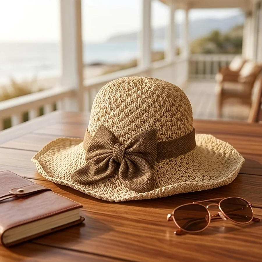 Large Women's Beach Straw Hat Wide Brimmed Sun Hat