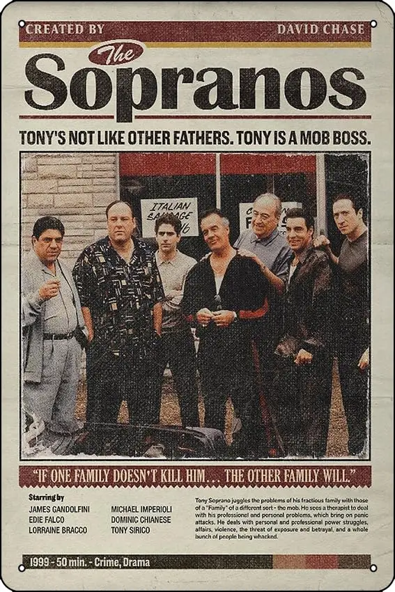 The Sopranos Poster Metal Tin Sign Plaque Man Cave Wall 8x12 Inch Wall Art Decoration