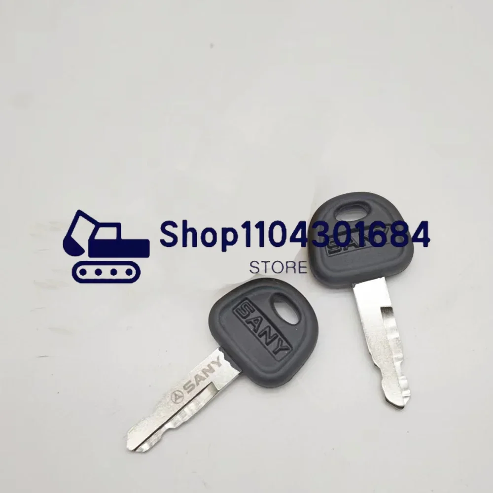 For Sany SY55 60 75 115 205 215 235C-8-9 Excavator Ignition Key with Bucket Key Chain Heavy Equipment Keychain