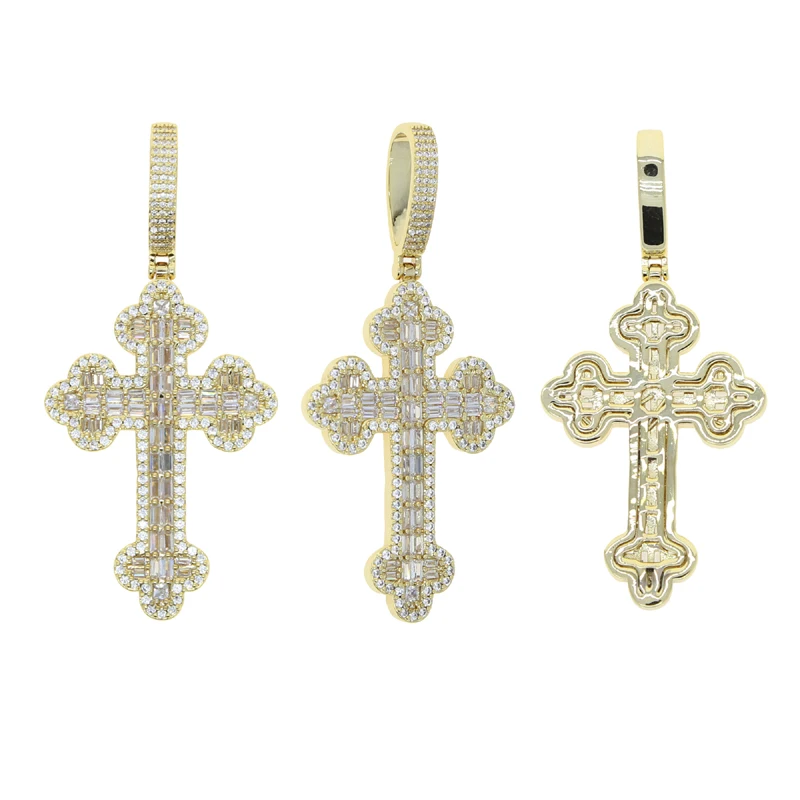 2026 Hip Hop CZ Cross Pendant Necklace For Men Iced Out Bling 5A Cubic Zirconia Classic Rock Jewelry