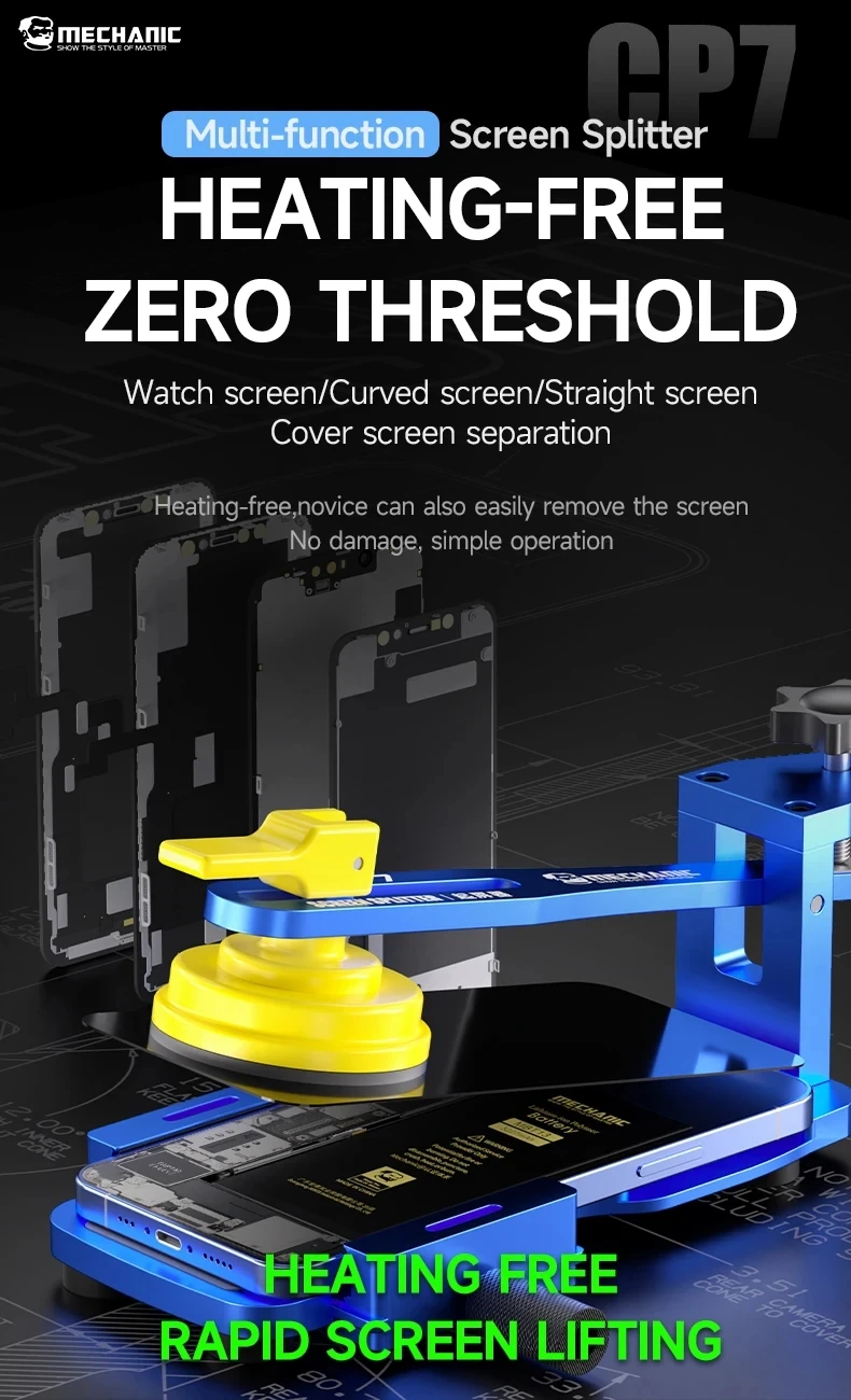 MECHANIC CP7 Mobile Phone LCD Screen Pry Opening Fixture No Heating Adjusted Freely Strong Sucktion Display Removal Repair Tool