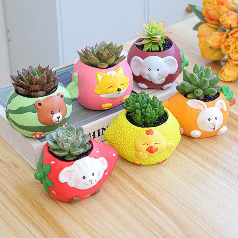 Cute Animal Flower Pot Ceramic Creative Pen Holder Succulent Plants Flower Pot for Home Office Party