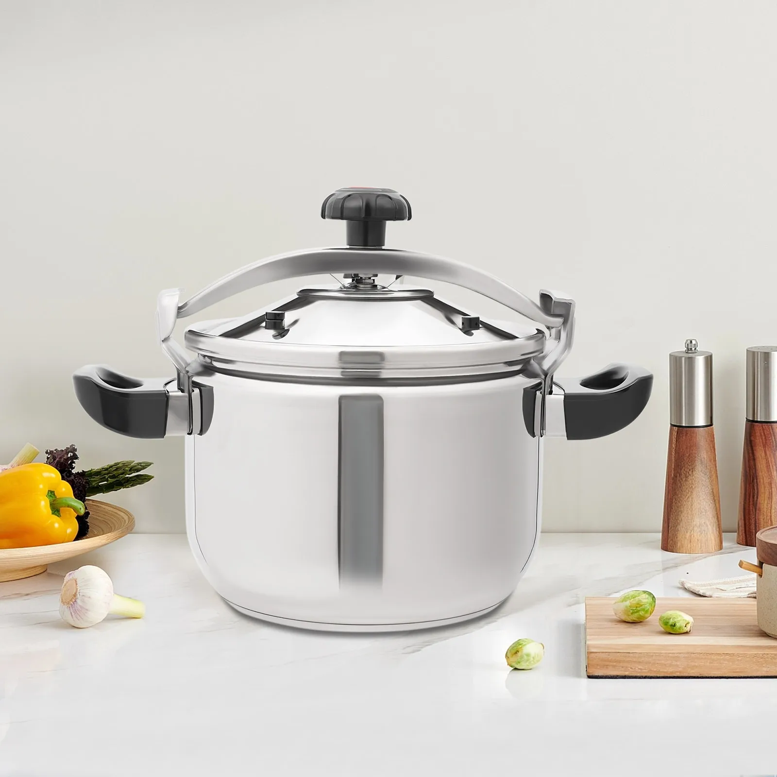 

201 Stainless Steel 22L Silver Pressure Cooker,34*41.5cm Round Pressure Cooker,Tabletop for Hotels, Restaurants