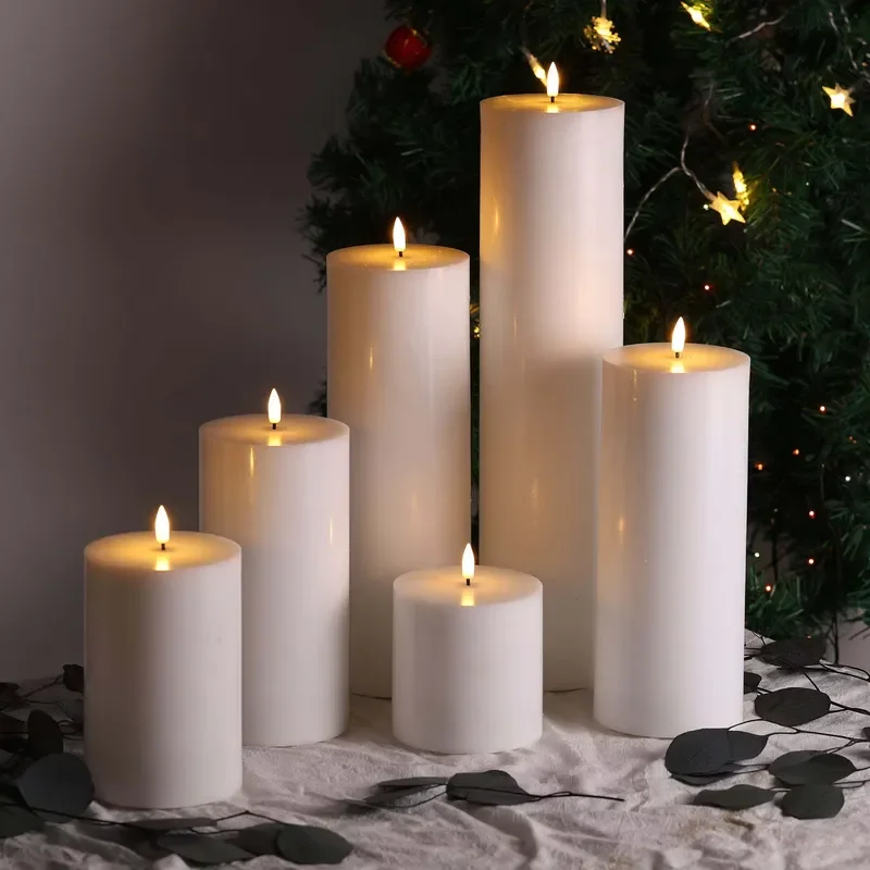 Flameless LED candles, battery powered candles, electric analog cylindrical candles for garden, porch and lantern decorations