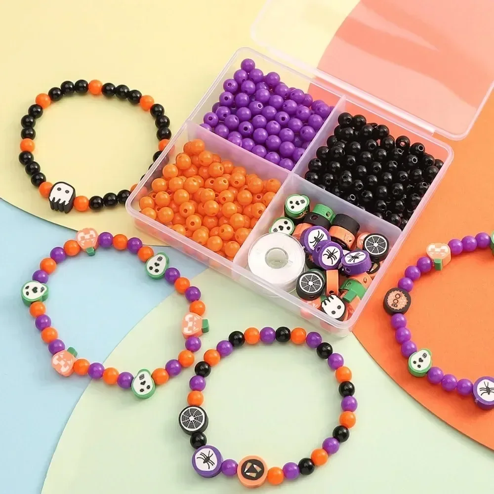 Halloween DIY Jewelry Making Kit Soft Clay Alphabet Beads Handmade Bracelet Making Supplies DIY Bracelet Craft Accessories