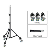 SH 190cm 1/4 Screw Head Light Tripod Stand With Wheels Photography Selfie Portable Trepied Smartphone For Mini Photo Studio