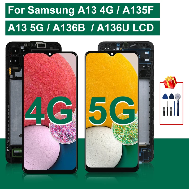 IPS For Samsung Galaxy A13 4G SM-A135M SM-A135F LCD Display Touch Screen Digitizer For Samsung A13 5G SM-A136U SM-A136W LCD