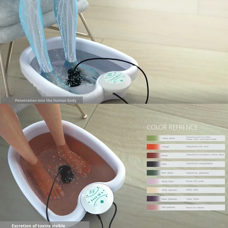 Detox Ionic Foot Spa With Basin Electric Mini FootBath Cleanse Footspa Vibrat Whirlpool Care Arrays Aqua Health Therapy