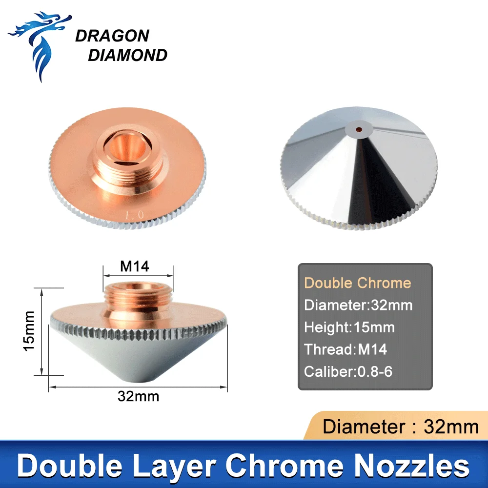 Laser düse einzelne doppelt verchromte Schichten d28 d32 Kaliber 1,0-5,0mm für Ray tools Precitec Wsx CNC Faser schneidkopf