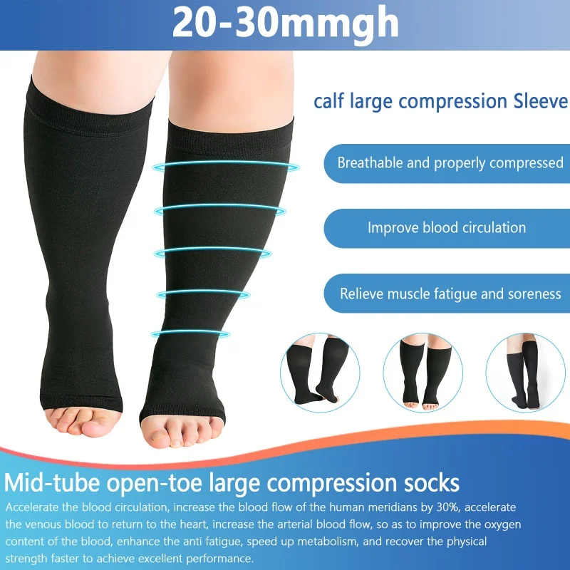 Copper Compression Sock Thigh High Open Toe Medical Compression Stockings Anti-Fatigue Socks Blood Circulation Promotion Socks