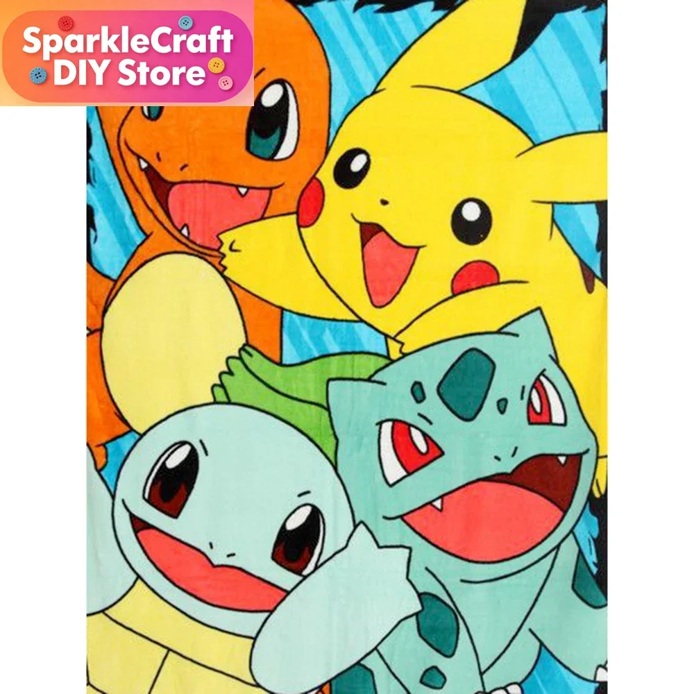1 Stück rahmenloses Pokemon Pikachu 5D DIY Diamantgemälde Mosaik Japan Cartoon Stickerei Vollrund-Drill Kreuzstich Heimdekoration K