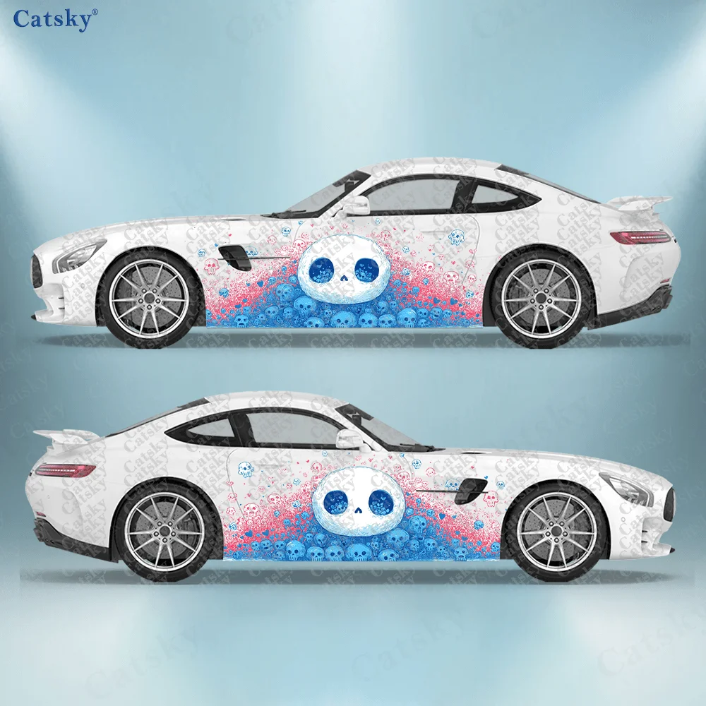 

2 шт. милых наклеек на боковые части автомобиля с изображением черепа и сердца, самоклеящиеся, из ПВХ, водонепроницаемые и устойчивые к царапинам, аксессуар для автомобиля, подарок