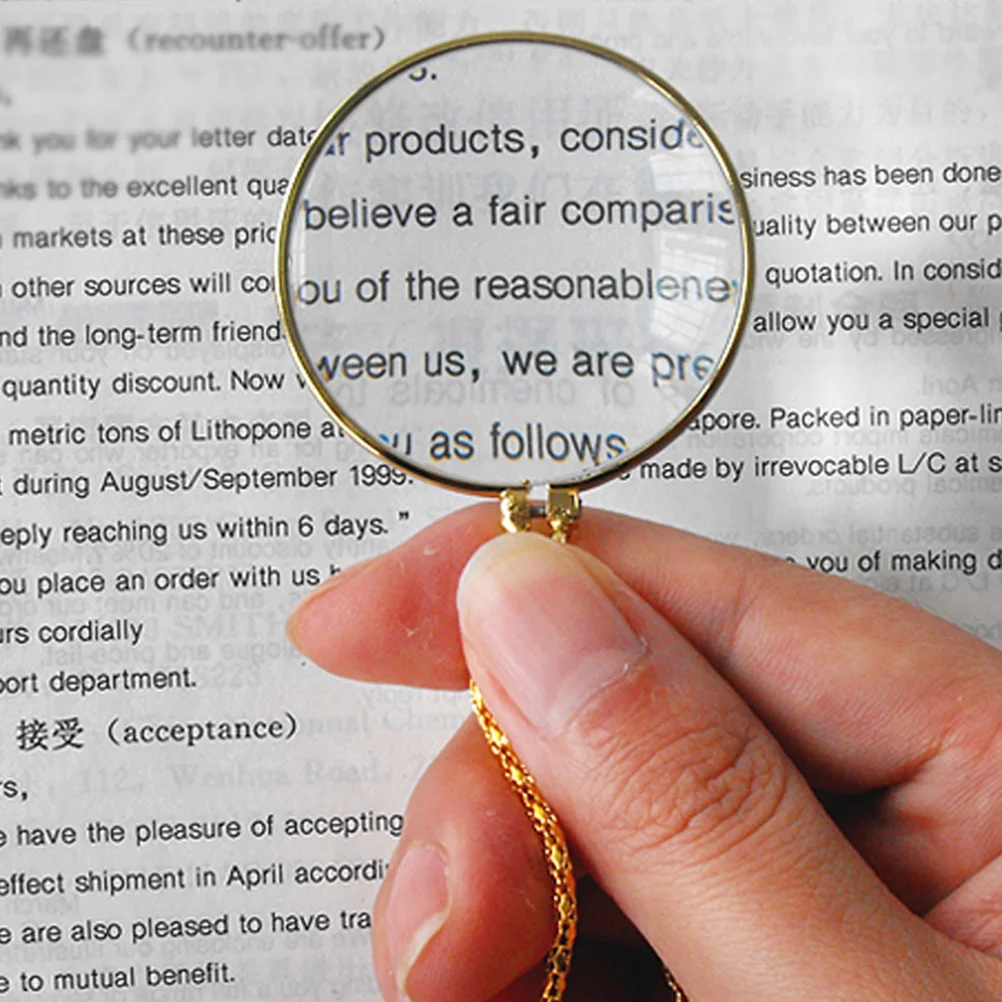 

Magnifying Glass Necklace Golden Portable Reading Magnifier For Seniors Kids Explore Nature Study Tool Instrument
