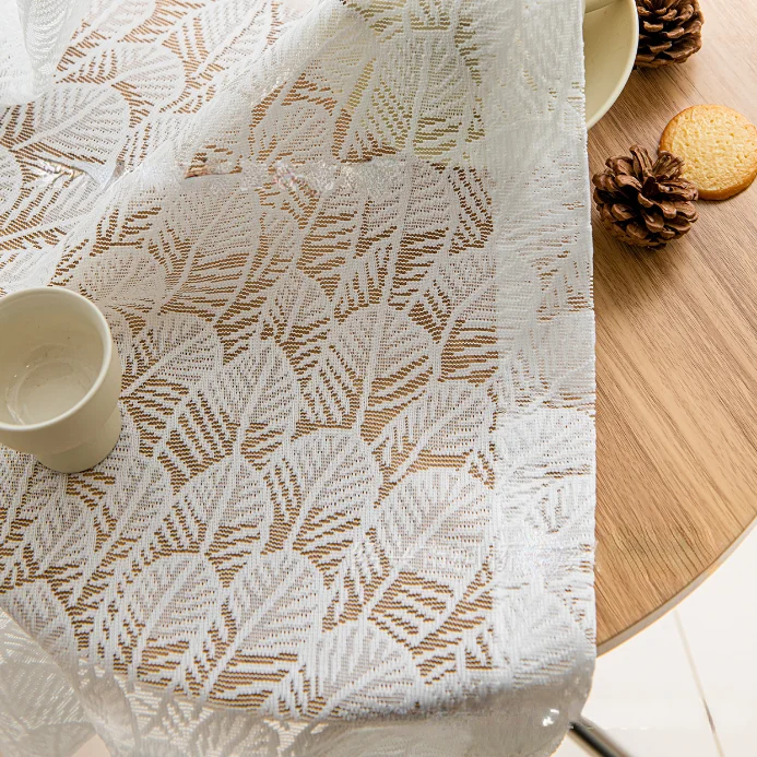 French Retro Light Luxury Leaf Pattern Gauze Curtain Warp Knitted Small Leaf Living Room Bedroom Curtain