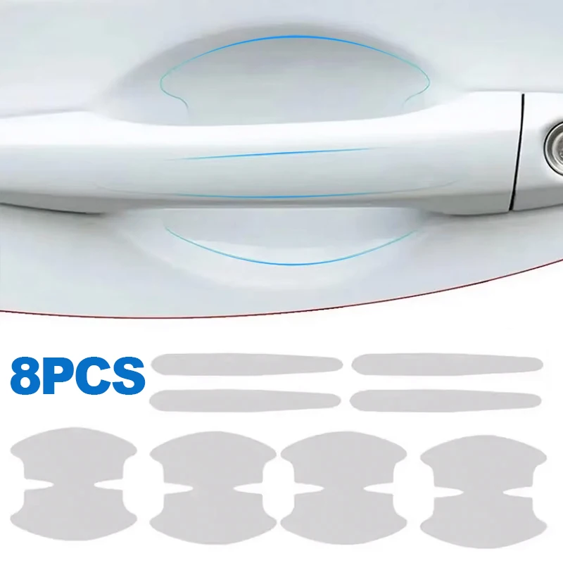 

8pcs Clear Films For Car Door Handle Protective Stickers Auto Invisible Protection Sticker Scratch-resistant Car Accessories