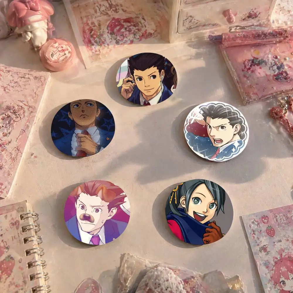Cute Ace Attorney Chibi Art Badges Button Round Creative Pin Brooch Badge Bag Decor Accessories Fans Collect Friends Gifts