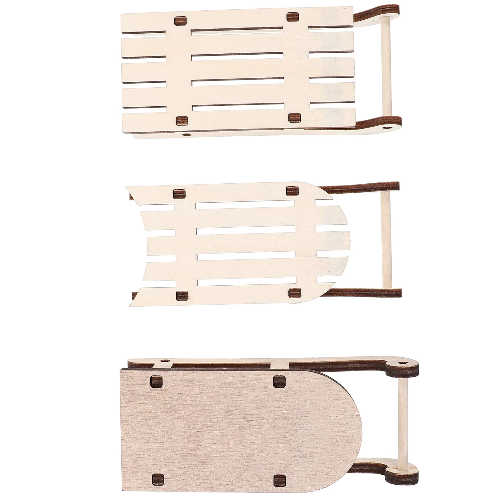 12 Uds. Adornos navideños para trineo, decoraciones para exteriores, trineo en blanco, adorno de madera de álamo, artesanía sin terminar