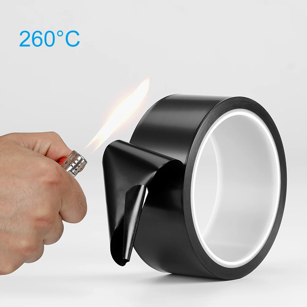 Taśma poliimidowa czarna, odporna na wysokie temperatury 260 ° C Matte Kapton Tape Electric Circuit Board Anti-welding Battery Tape 33M