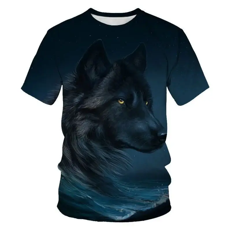 Summer Men\'s Fashion O Collar Short Sleeve Loose 3d Printed Animal Lion Print T-Shirt Street Personality Breathable Top 6xl